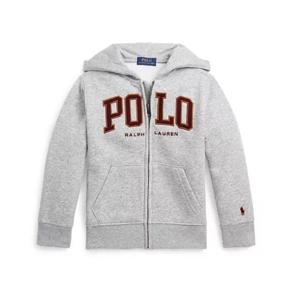 POLO Ralph Lauren Little Boys Logo Fleece Full-Zip Hoodie Gray Kids 5